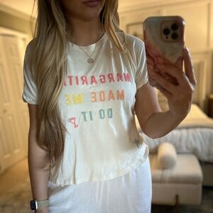 Z Supply White Tee with Colorful Text